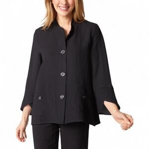 Habitat Clothes to Live In Textured Button Front Jacket Blouse Size Small Black